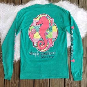 Simply Southern NWT Sea Horse Unicorn Seaglass Top